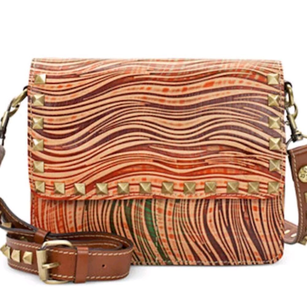 Patricia Nash Wavy Striped Hermosa Medium Crossbody-Pyramid Studded Strap
